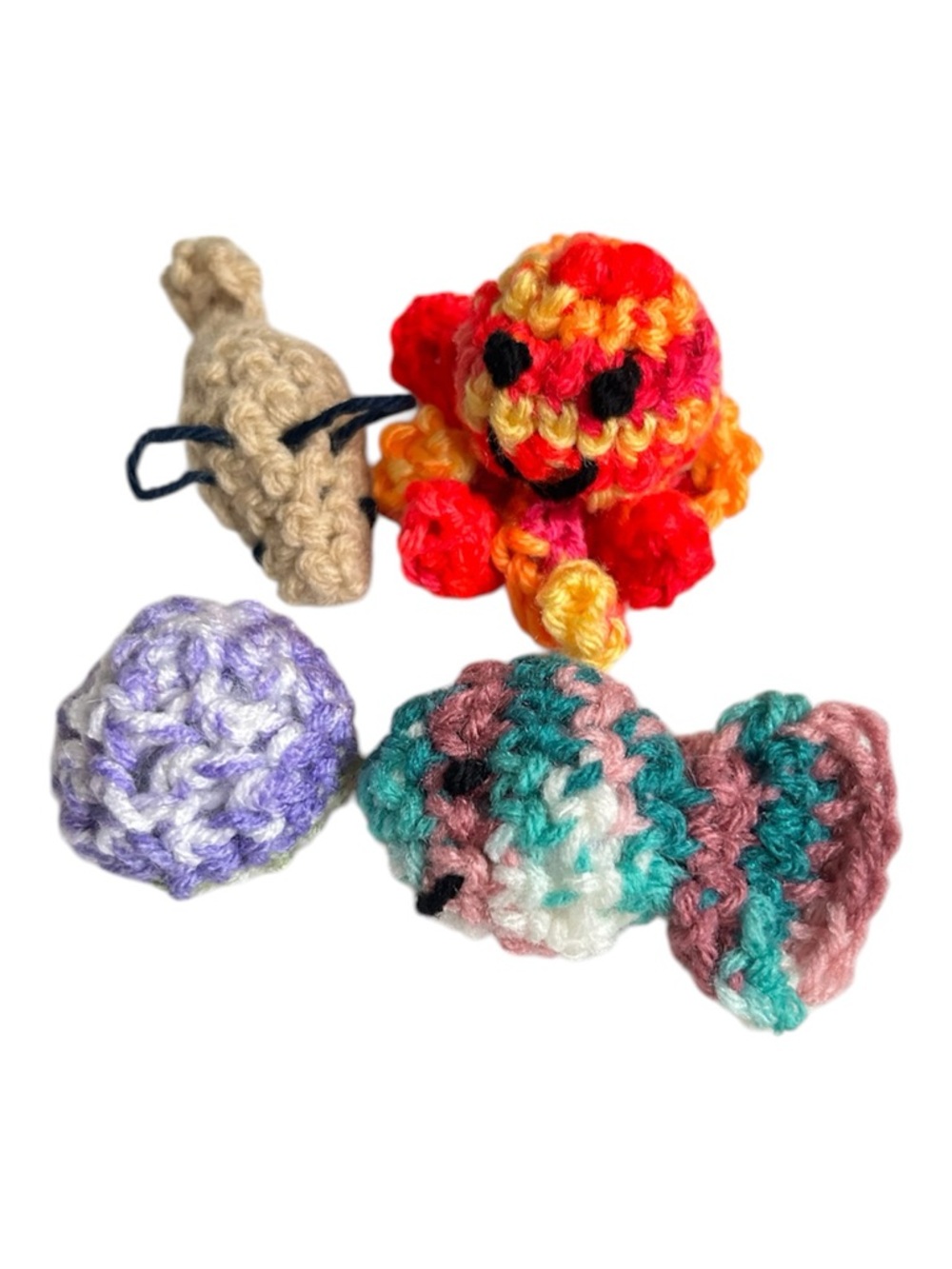 Hand Crafted Organic Catnip Cat Toy Crochet Variety Set 4 Interactive Yarn Toys - Picture 11 of 12